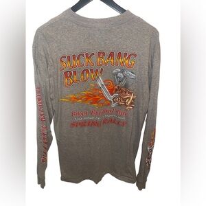 Biker Long Sleeve T-Shirt, Grey, Size: Large
